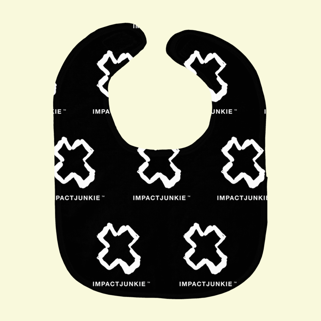Baby Bib - IMPACTJUNKIE Black with white X